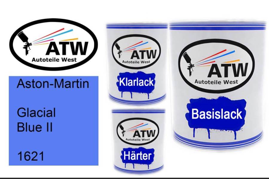 Aston-Martin, Glacial Blue II, 1621: 1L Lackdose + 1L Klarlack + 500ml Härter - Set, von ATW Autoteile West.